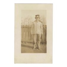 RPPC Antique Real Photo Postcard Woman Mismatched Outfit Pants Hat 1910s picture