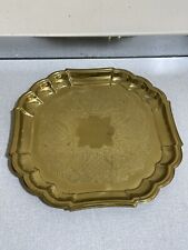 Vintage brass round shape serving tray 12” D intricate design chippendale style picture