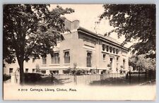 B & W Carnegie Library Clinton  MA  Rotograph posted Postcard picture