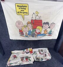 1971 Peanuts sheet set (3) Twin Flat & Fitted Sheets Pillowcase Happiness Gang picture