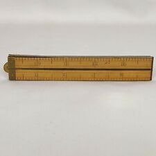 Antique C-S Co Pine Meadow Folding Ruler Wood  Brass USA 24 Inch Centimeter  picture