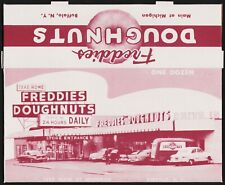 Vintage box FREDDIES DOUGHNUTS drive in pictured Buffalo New York unused n-mint+ picture