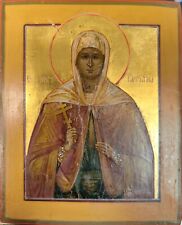 ANTIQUE 19c HAND PAINTED RUSSIAN ICON OF TATIANA ON GOLD  picture