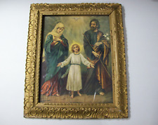 Antique Holy Family Framed Lithograph Print Art Religious Holy Spirit picture