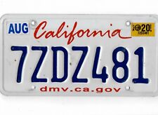 CALIFORNIA passenger 2020 license plate 