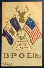 Postcard BPO Elks Old Glory & Elks Flag Embossed c1906 picture