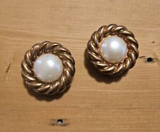 Lot of 2 Vintage Faux Pearl Gold and Silver Tone Button Covers picture