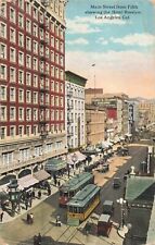 Los Angeles CA, Main Street View, Hotel Rosslyn, Trolleys, Vintage Postcard picture