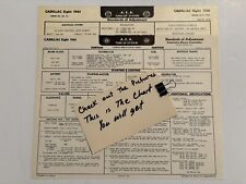 AEA Tune-Up Chart System 1961 Cadillac V-8  Series 60, 62 & 75 picture