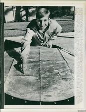 1968 Astronaut James A Lovell Son With Moon Surface Map Aerospace Wirephoto 7X9 picture