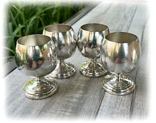 4 Vintage Sheridan Silver Plate Goblets Stems Footed Cocktail Barware 4