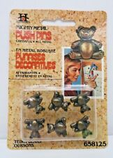 RARE Vintage 1980s Homecraft Mighty Metal Pushpins 6pk Teddy Bears #658125 NOS  picture