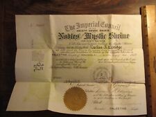 Antique Vintage 1919 Nobles of the Mystic Shrine Masonic Membership Certificate picture