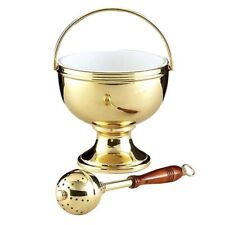 Holy Water Pot with Sprinkler Set Brass Church Supplies New picture