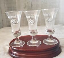 Jagermeister Set/3 Footed Stemmed Cordial Glasses Tulip Shaped Stag Logo 2cl  picture
