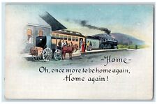 c1910's Depot Railroad Train And Horse Carriage Posted Antique Postcard picture
