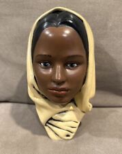 Mid Century Vintage Marwal Ind. Chalkware Middle Eastern Woman Bust In Hijab picture