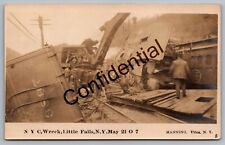 Real Photo 1907 NYC RR Train Wreck Little Falls NY New York Manning RP RPPC M307 picture