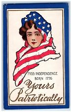 c1910's Woman Miss Independence Patriotically Embossed Lenox MI Antique Postcard picture
