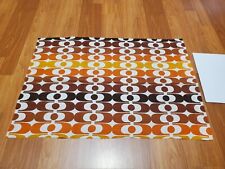 Awesome RARE Vintage Mid Century retro 70s yel org brn cir ovals fabric LOOK  picture