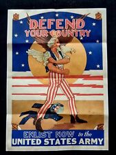 1943 WW2 USA AMERICA UNCLE SAM EAGLE FLAG WAR ENLIST ARMY SHOE PROPAGANDA POSTER picture