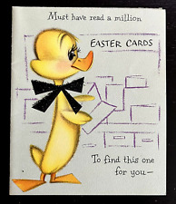 Vintage 60 Easter Buzza Cardozo Duck Black Glitter Bow Tie Die Cut Greeting Card picture