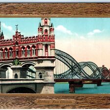 c1910s Hamburg, Germany Neue Elbbrucke New Elbe Bridge Wood Border Postcard A121 picture