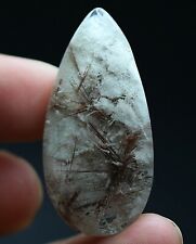 48Ct 100% Natural Clear Copper Rutile And Ghost Crystal Quartz Pendant Polished picture