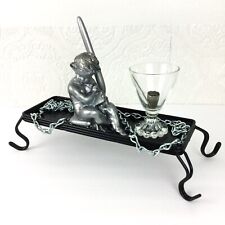 vintage footed metal matte black footed tray industrial minimalist shelf decor picture