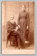 Antique Bearded Man Women Black White Gilded edge Cabinet Card EF BUCHAN picture