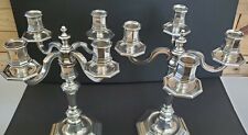 2 CHRISTOFLE French Cluny Silver Plated 4 Arm Candleholders Excellent Condition picture