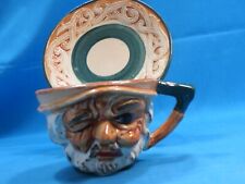 Vintage Porcelain Retro Face Mustache Cup Mug Saucer FULL SIZE NO DAMAGE picture
