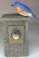 Big Sky Carvers Bluebirds In Bird Box Pair Of Birds Resin Wall Decor with Label picture