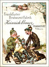 1800's Bauer Frankfurt Germany Advertising Trade Card Dachshund Dog Puppy picture