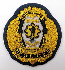 Philippine Police PNP Gold Gilt Thread Embroidered Officer Hat Shoulder Patch picture
