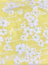Vintage Retro Floral Oval Tablecloth Yellow Green Daisy MCM Large 90x62” picture