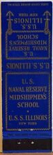 USS Illinois Naval Reserve Midshipmen's School New York Vintage Matchbook Cover picture