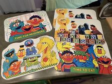 Vtg Sesame Street Placemats  Double Sided Laminated Lot Of 5 picture