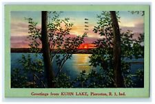 1956 Greetings From Kuhn Lake Pierceton Indiana IN, Lake Moon View Postcard picture
