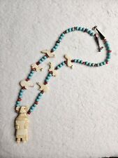 Hand Carved Animal Fetish With Turquoise And Coral Beads picture