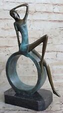 Western pure Bronze young women Girl Sitting Abstract Sculpture Figure Artwork picture