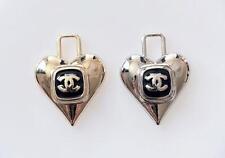 CHANEL vintage zipper-pulls gold/black/silver color  heart 23mm x 22mm set of 2 picture