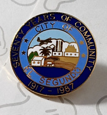 City of El Segundo California 1917-1987 Badge Pin Seventy Years of Community picture
