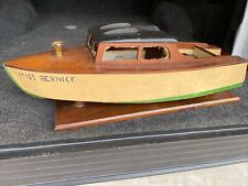 Vintage 1960’s Handmade Boat 32” Long Wood With Walnut Stand 28 X 9” picture