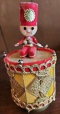 Vintage Little Drummer Boy Music Box Rotating Sankyo Japan Christmas Red Gold picture