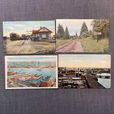 Antique Vintage Postcard Lot 4 Railroad Train Station Carriage Birds Eye View picture