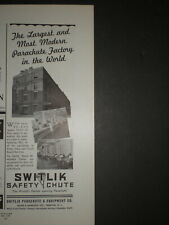 1940 PARACHUTE FACTORY WWII SWITLIK SAFTEY CHUTE vintage Trade print ad picture