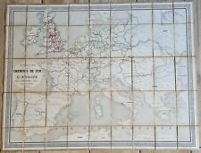 Antique 1854 New Map Railways of Europe SNCF Trains Napoleon picture
