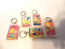 Vintage 1990 5 dif KEYCHAIN The Simpsons GROENING family Bart have cow lucite picture