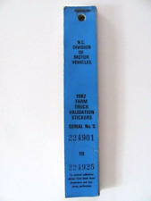 1982 NORTH CAROLINA LICENSE PLATE FARM TRUCK VALIDATION STICKER BOOK,25 STICKERS picture